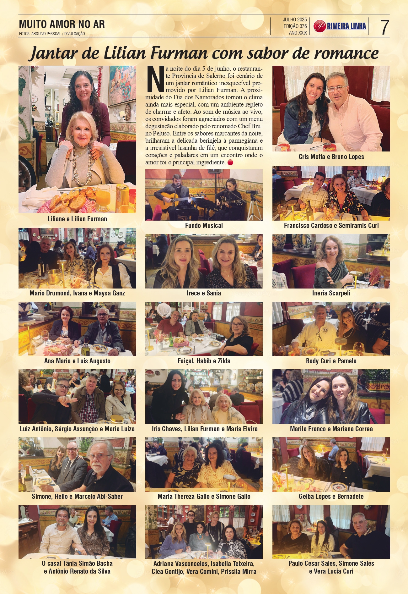 Jantar de Lilian Furman com sabor de romance